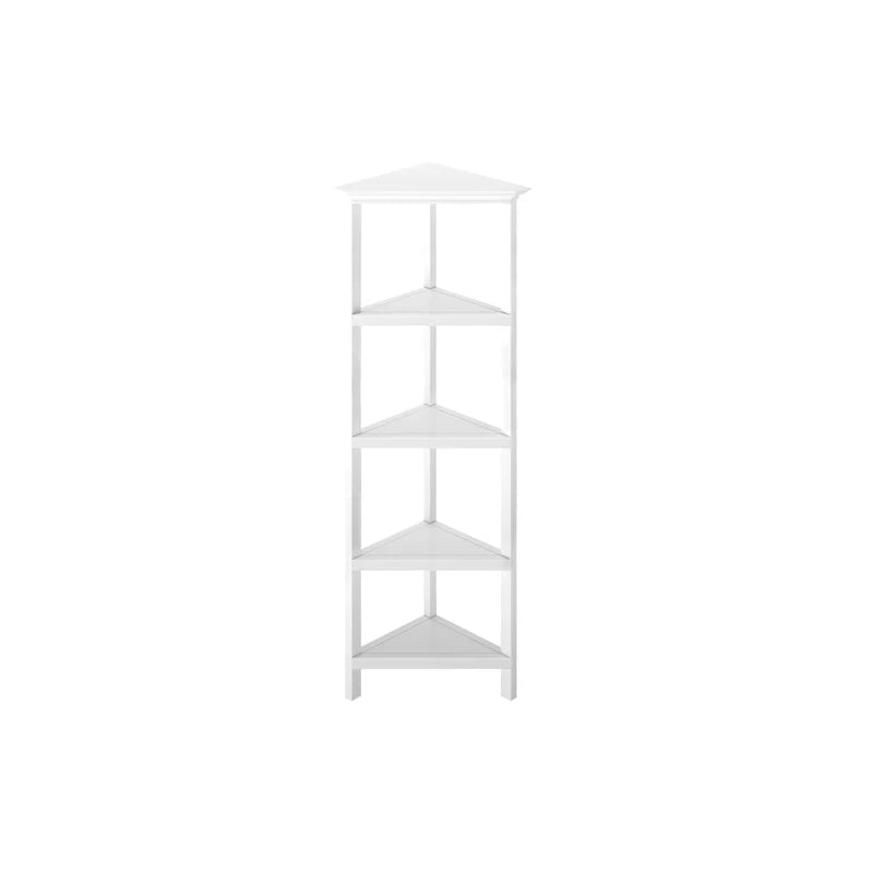 Corner Bookcase with 4 Shelves, White