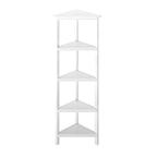 Corner Bookcase with 4 Shelves, White