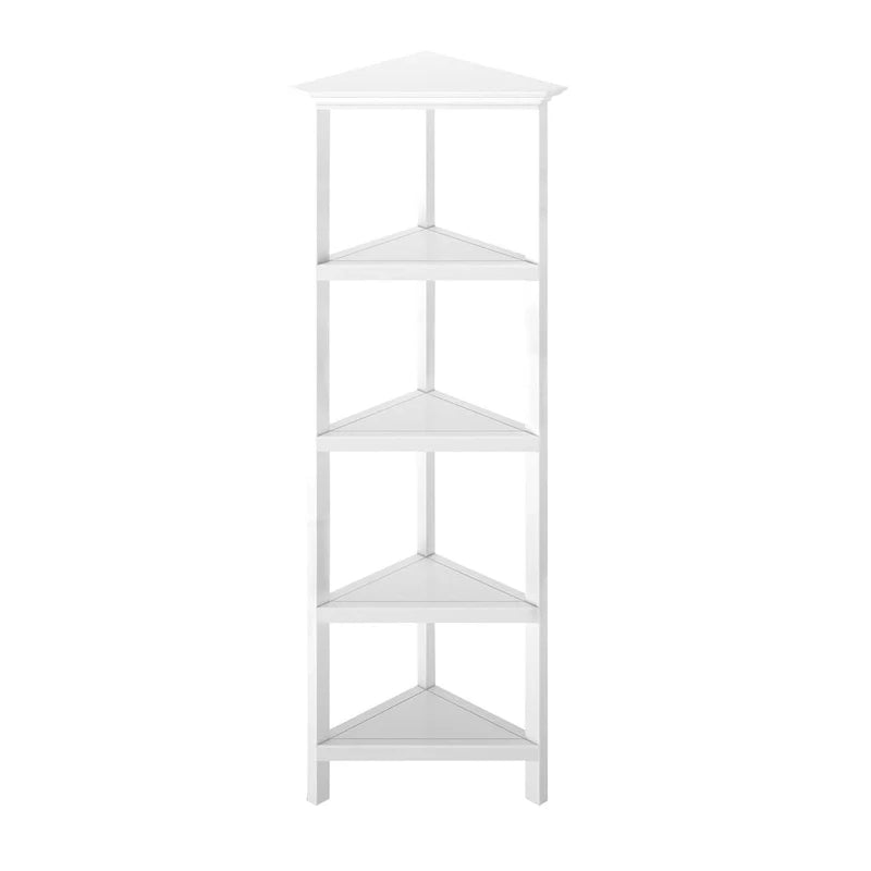 Corner Bookcase with 4 Shelves, White