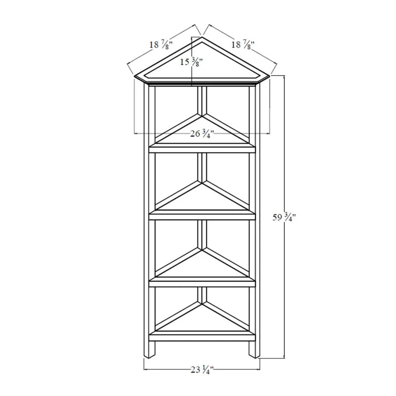 Corner Bookcase with 4 Shelves, White
