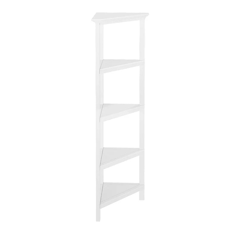 Corner Bookcase with 4 Shelves, White