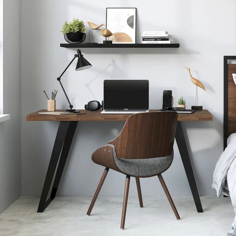 Acacia Wood Flat Top Desk with Metal Legs – 54 Inch