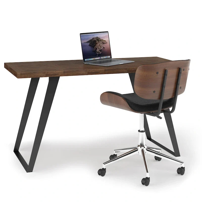 Acacia Wood Flat Top Desk with Metal Legs – 54 Inch