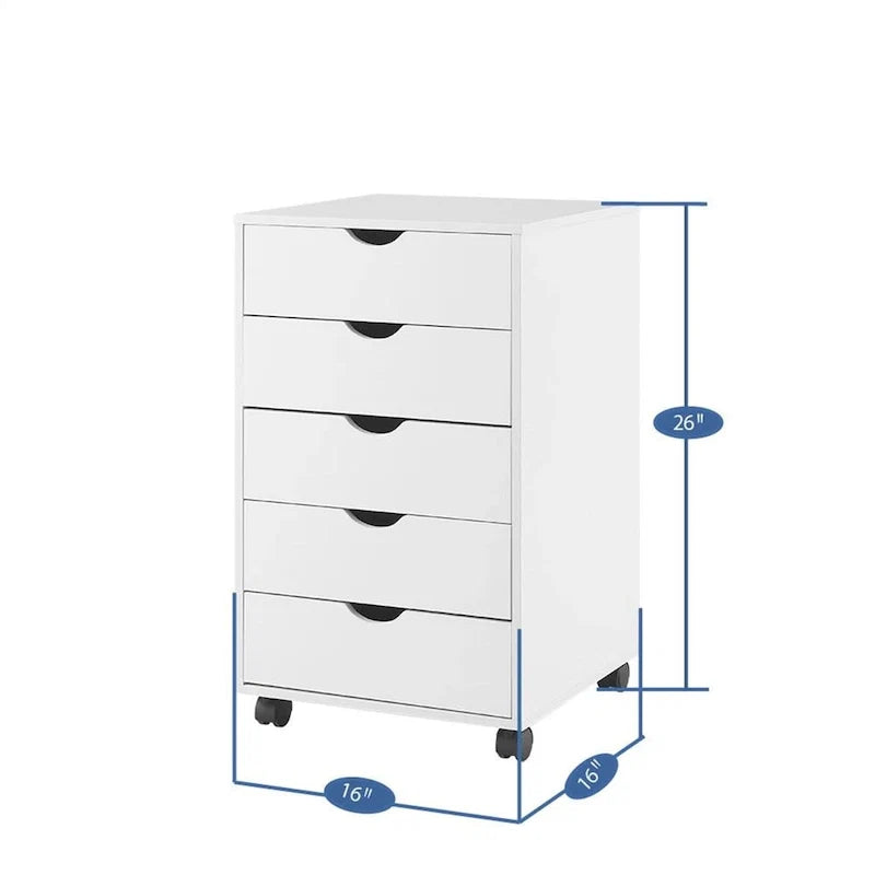 5-Drawer Storage Cabinet with Wheels
