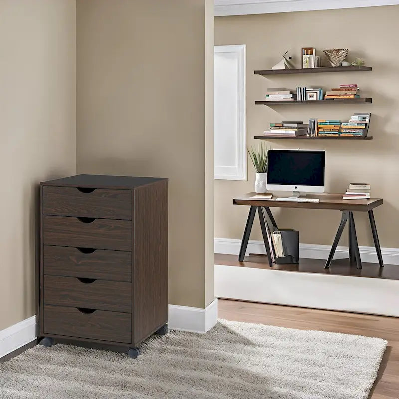 5-Drawer Storage Cabinet with Wheels