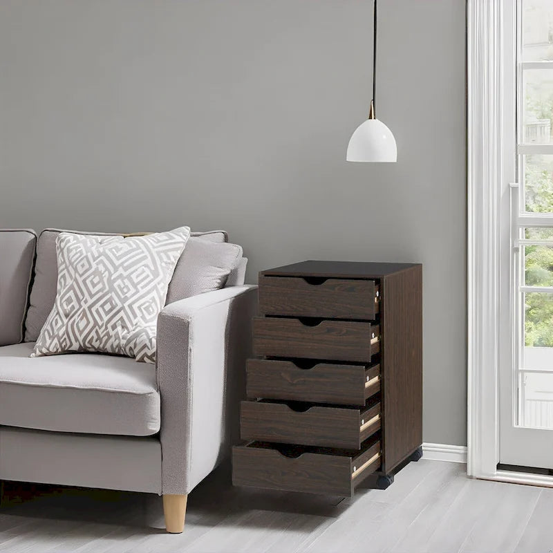5-Drawer Storage Cabinet with Wheels