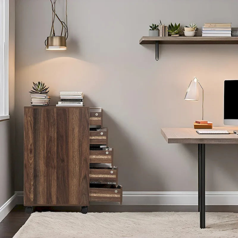 5-Drawer Storage Cabinet with Wheels