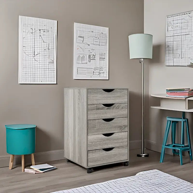 5-Drawer Storage Cabinet with Wheels