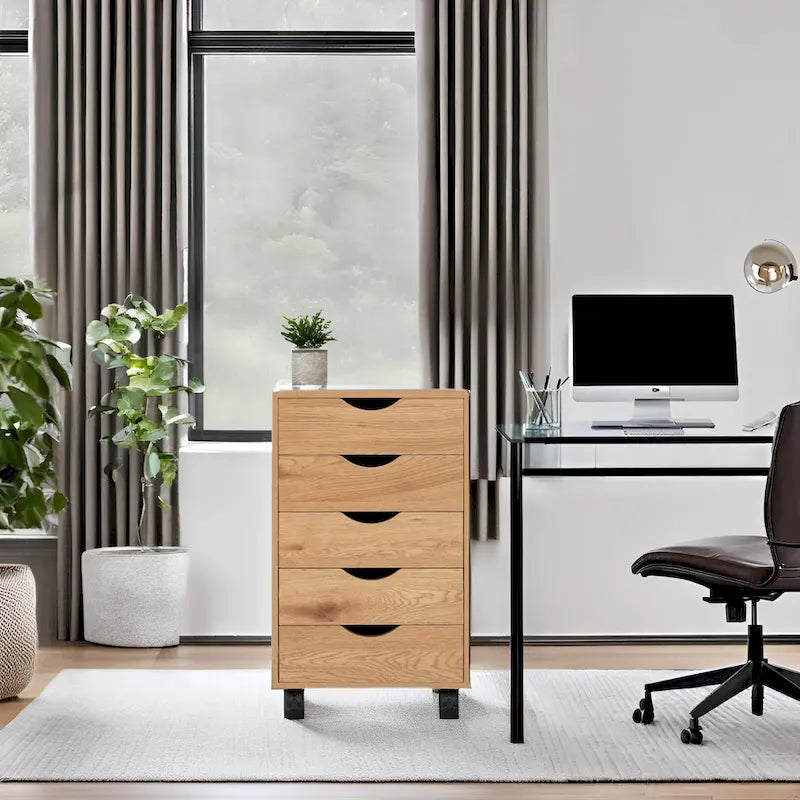5-Drawer Storage Cabinet with Wheels