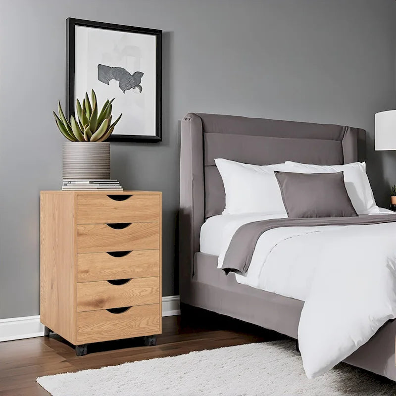 5-Drawer Storage Cabinet with Wheels