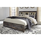 Rustic Brown Bookcase Bed with Footboard Storage Drawers