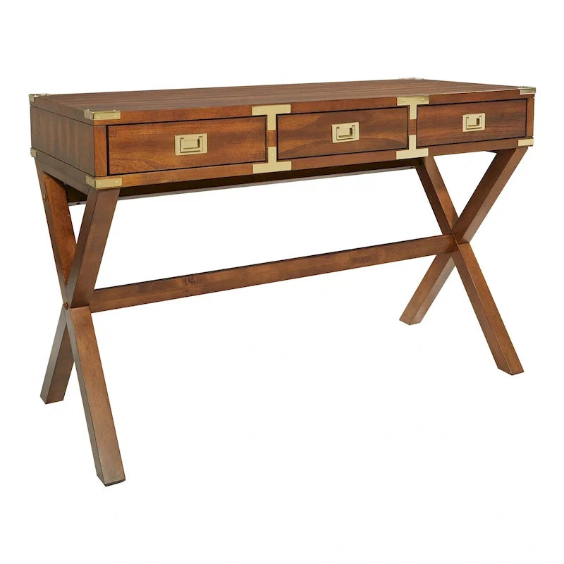 46-Inch Writing Desk with Power Station and Storage Drawers