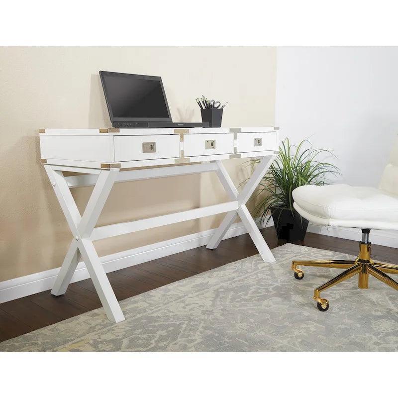46-Inch Writing Desk with Power Station and Storage Drawers