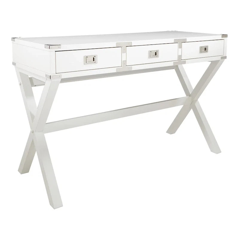 46-Inch Writing Desk with Power Station and Storage Drawers