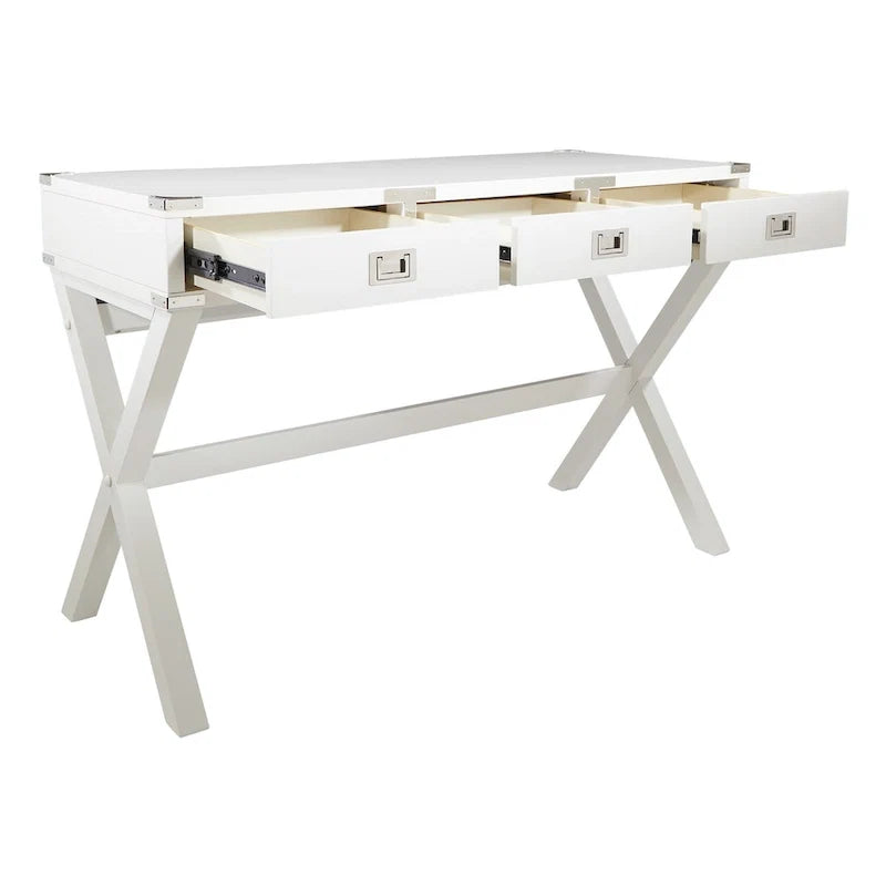 46-Inch Writing Desk with Power Station and Storage Drawers