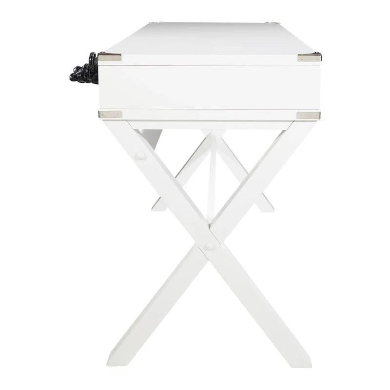 46-Inch Writing Desk with Power Station and Storage Drawers
