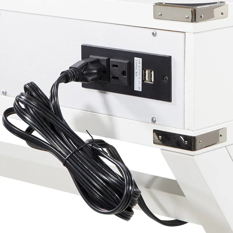 46-Inch Writing Desk with Power Station and Storage Drawers