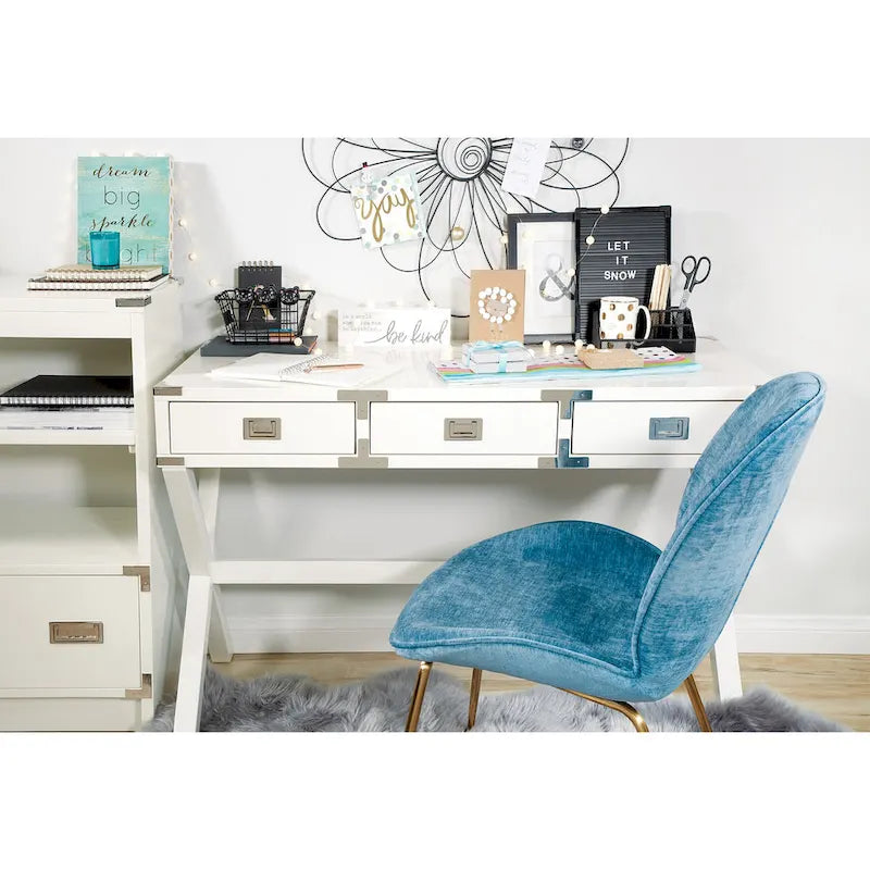 46-Inch Writing Desk with Power Station and Storage Drawers