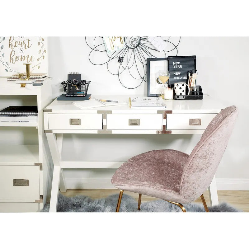 46-Inch Writing Desk with Power Station and Storage Drawers