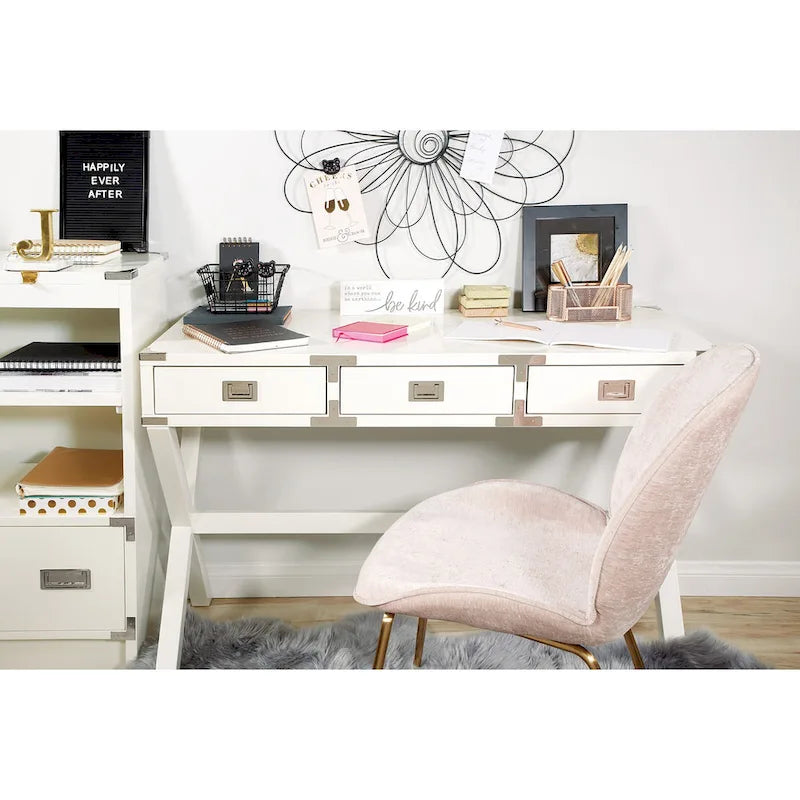 46-Inch Writing Desk with Power Station and Storage Drawers