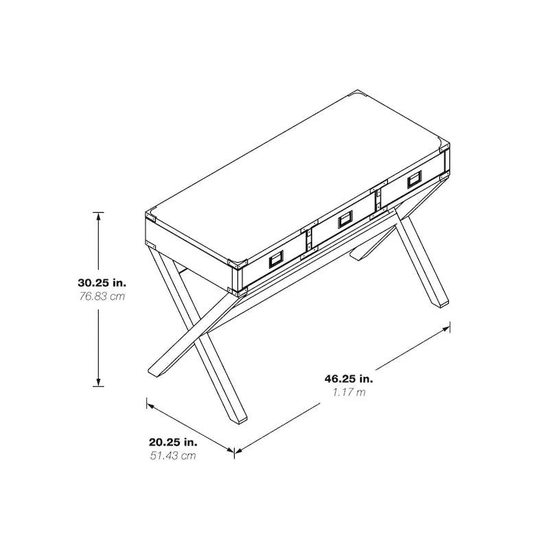 46-Inch Writing Desk with Power Station and Storage Drawers