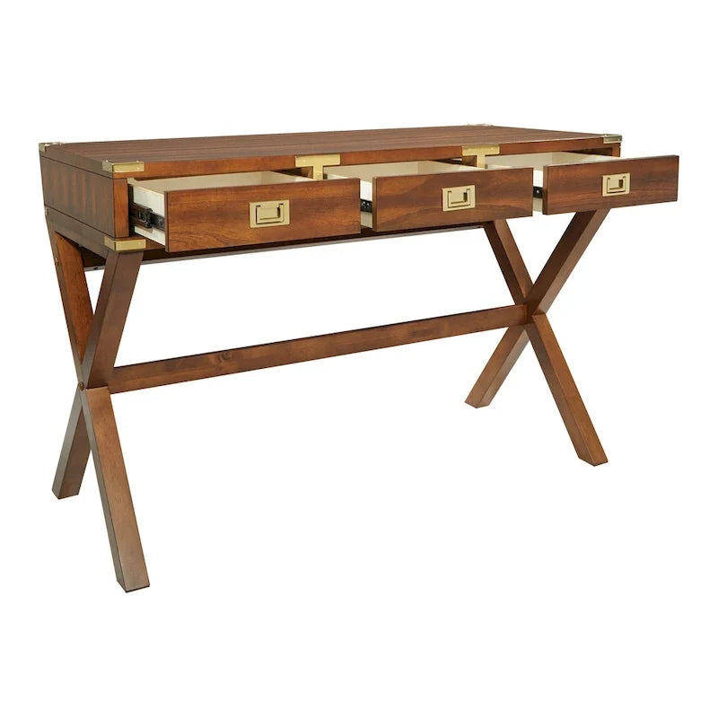 46-Inch Writing Desk with Power Station and Storage Drawers
