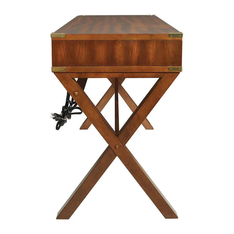 46-Inch Writing Desk with Power Station and Storage Drawers