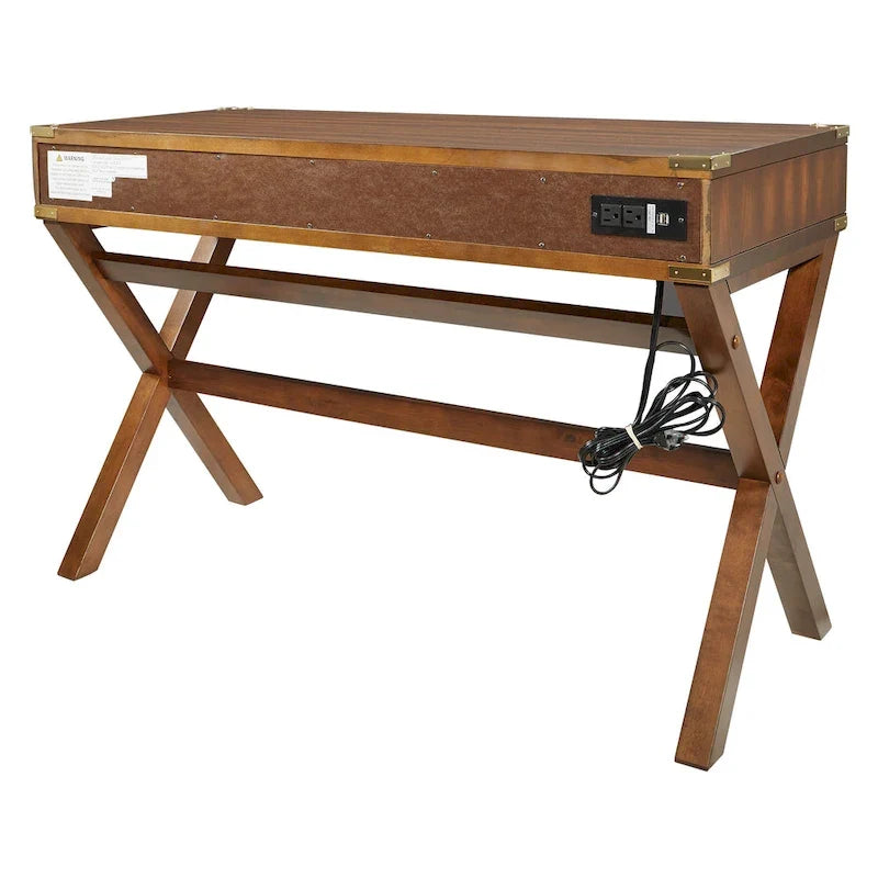 46-Inch Writing Desk with Power Station and Storage Drawers