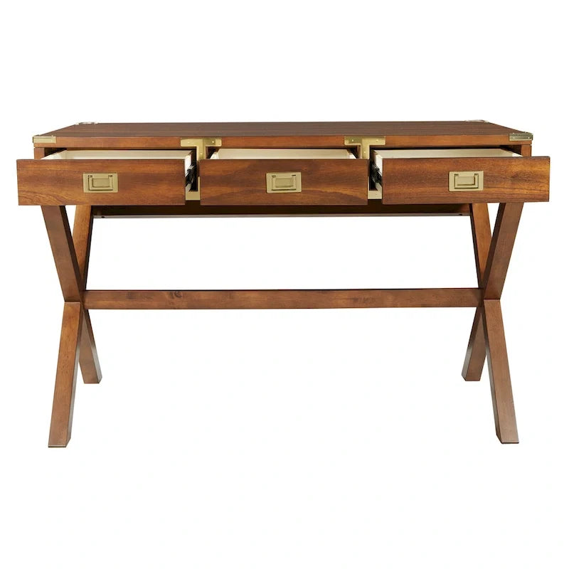 46-Inch Writing Desk with Power Station and Storage Drawers