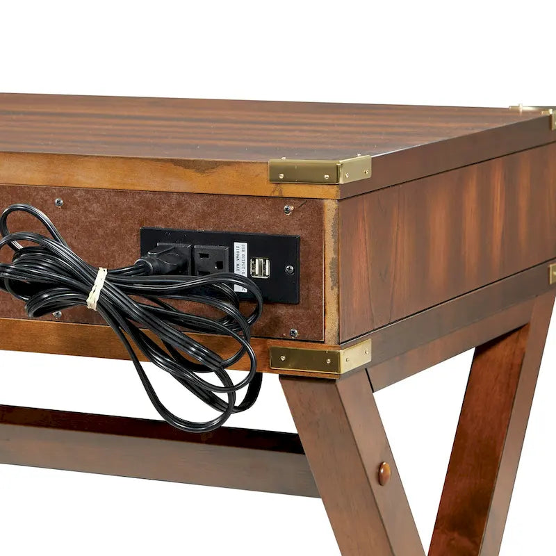 46-Inch Writing Desk with Power Station and Storage Drawers