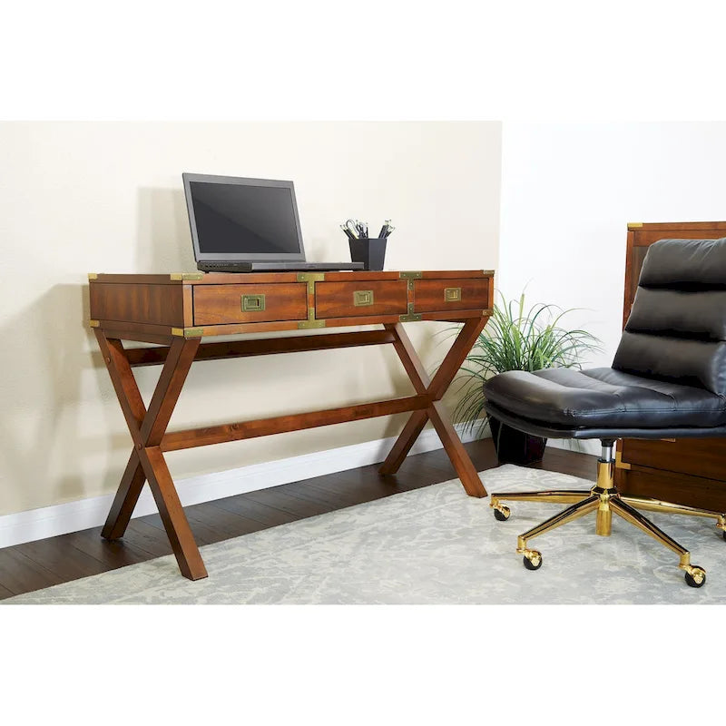 46-Inch Writing Desk with Power Station and Storage Drawers
