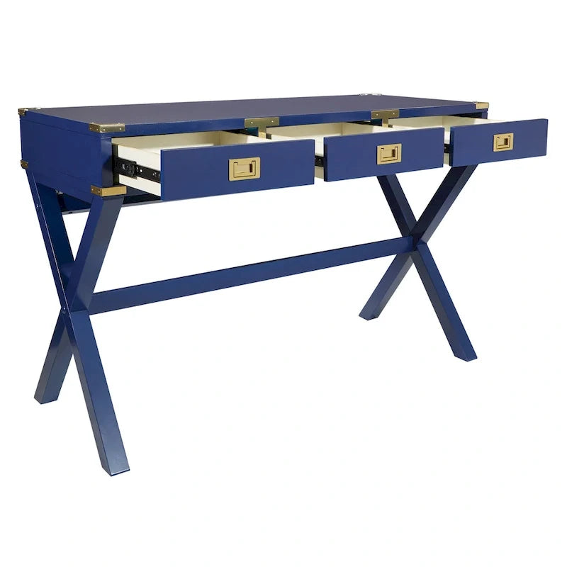 46-Inch Writing Desk with Power Station and Storage Drawers