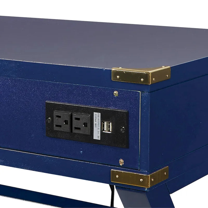 46-Inch Writing Desk with Power Station and Storage Drawers