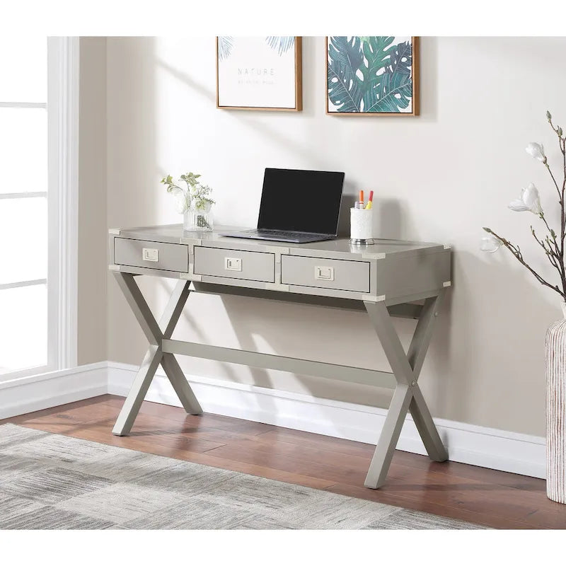 46-Inch Writing Desk with Power Station and Storage Drawers