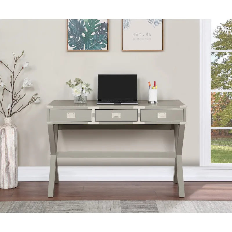 46-Inch Writing Desk with Power Station and Storage Drawers