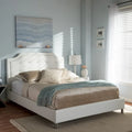 White Modern Platform Bed with Upholstered Headboard