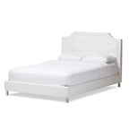 White Modern Platform Bed with Upholstered Headboard