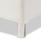 White Modern Platform Bed with Upholstered Headboard
