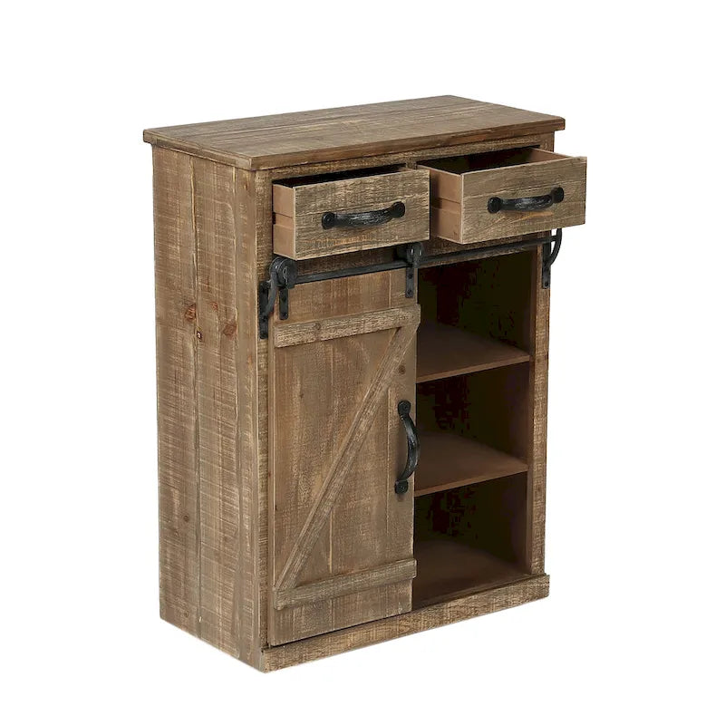 Sliding Barn Door Storage Cabinet - 31.8 H x 24 W x 12 D