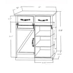 Sliding Barn Door Storage Cabinet - 31.8 H x 24 W x 12 D
