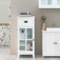Slim Bathroom Storage Cabinet with Glass Door - 37 H x 15.7 W x 11.8 D
