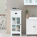Slim Bathroom Storage Cabinet with Glass Door - 37 H x 15.7 W x 11.8 D