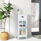 Slim Bathroom Storage Cabinet with Glass Door - 37 H x 15.7 W x 11.8 D