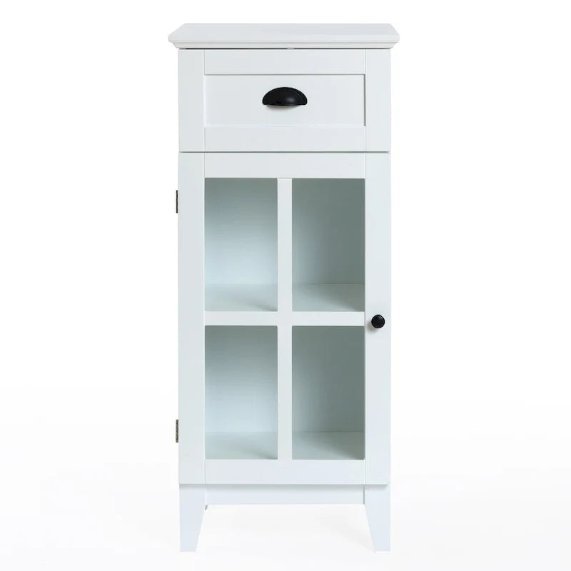Slim Bathroom Storage Cabinet with Glass Door - 37 H x 15.7 W x 11.8 D
