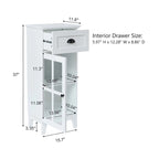 Slim Bathroom Storage Cabinet with Glass Door - 37 H x 15.7 W x 11.8 D