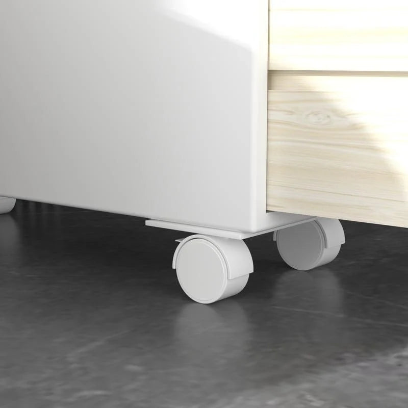 Freestanding Bathroom Storage Cabinet with Drawers and Casters
