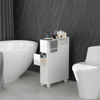 Freestanding Bathroom Storage Cabinet with Drawers and Casters