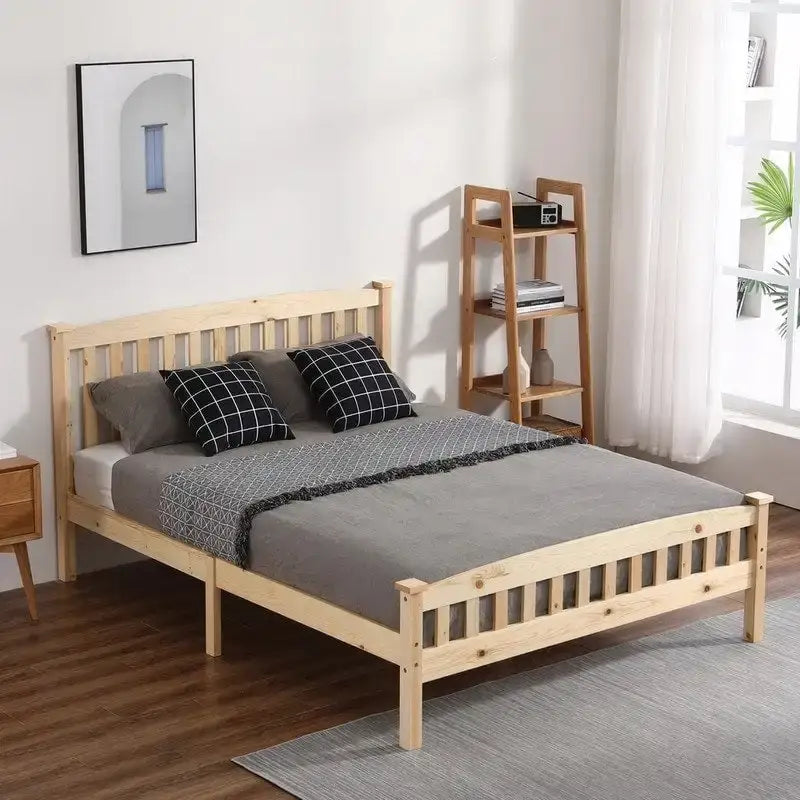 Wood Platform Bed with Headboard