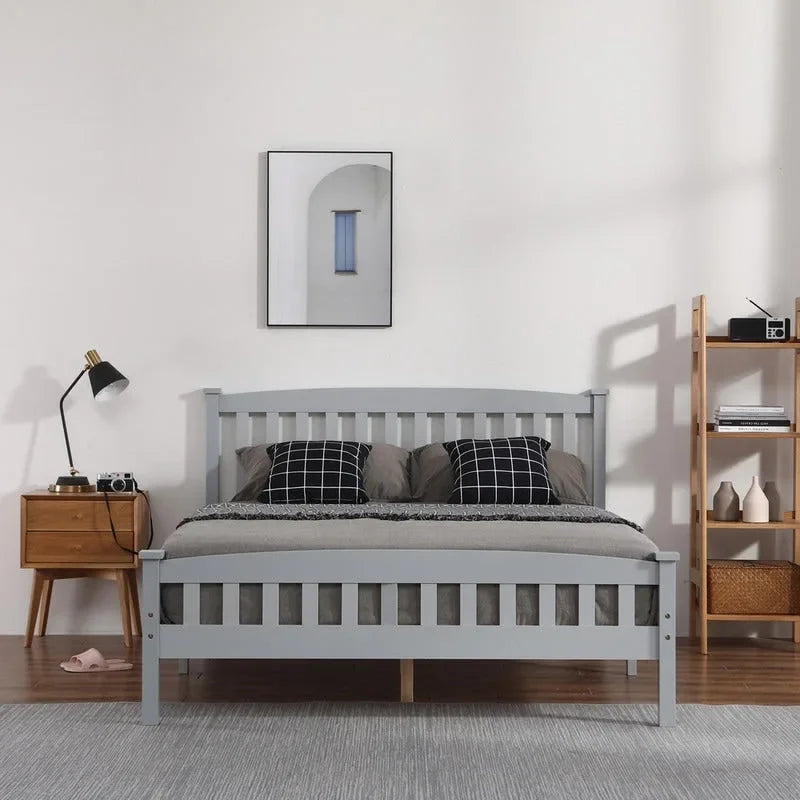 Wood Platform Bed with Headboard