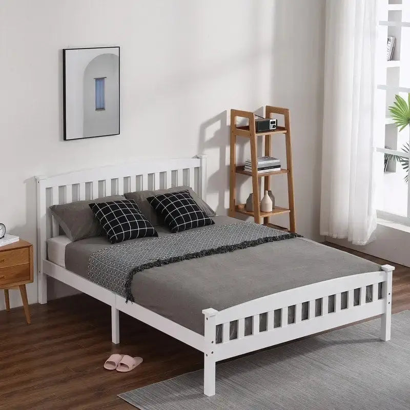 Wood Platform Bed with Headboard